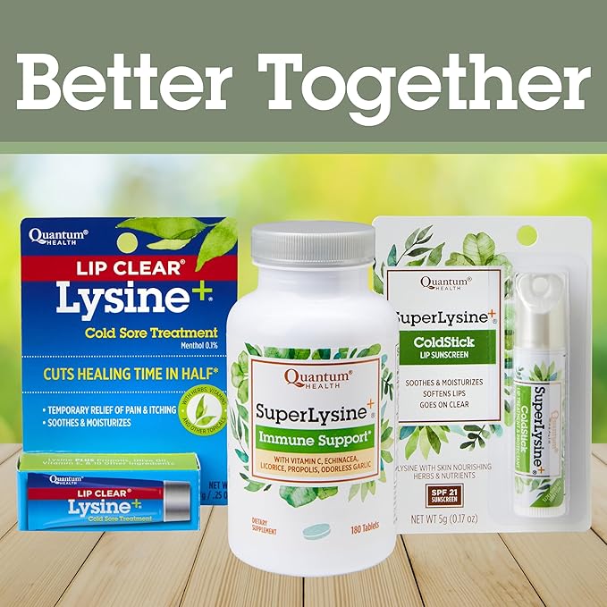 Quantum Health SuperLysine+ Coldstick Lip Sunscreen - Lysine Herbs & Nutrients Soothe & Moisturize Lips - Softens & Protects from the Sun - SPF 21 - Clear - 0.17 Ounce