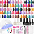 Beetles 69 Pcs Gel Nail Polish Kit with U V Light - 35 Colors Gel Polish Nail Kit with with Base & Glossy Top Coat Soak Off DIY Salon Beginner-friendly Manicure Nails Stuff Gifts for Women Teens Girls