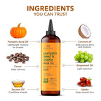 Botanic Hearth Hair Oil for Hair Growth | Strengthening Dry, Frizzy, Damaged Hair & Scalp Treatment | No Parabens or Harmful Sulfates | All Hair Types | Pumpkin & Castor Hair Oil - 6.7 Fl Oz