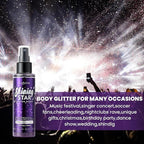 Body Glitter Spray, Glitter Hairspray, Purple Body Glitter Spray, Quick-Drying and Waterproof Glitter Hairspray, Nozzles are not Easily clogged, Long-Lasting Body Shiny for Stage Makeup, 3.38Oz