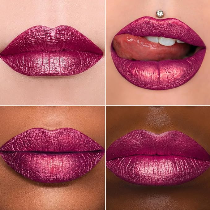 MAKI YIKA Metallic Lipstick Long Lasting Hot Pink Lipsticks for Women Shine Red Lipstick Smudgeproof Transferproof Lip Gloss (BR02 Metal Barbie)