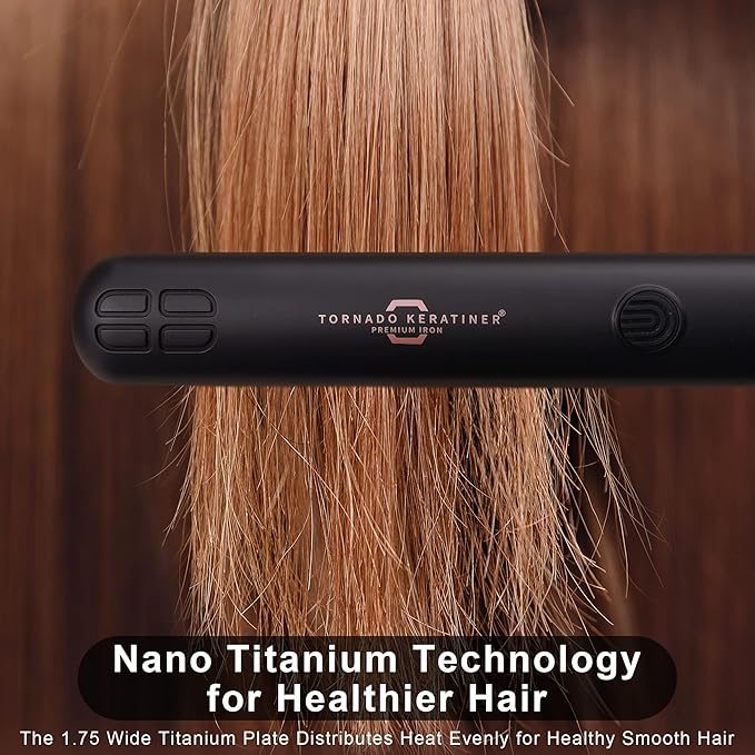 Straightener and Curler 2in1 with LCD Display 15s Fast Heating Ultra hot for American and African Hair Constant high Heat Adjustable Temperature Healthy Styling Tool for All Hairstyles (Rose Gold)