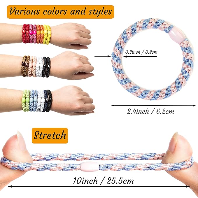 J.CARP 8Pcs Mixed color Hair Ties for Women Girls, Elastics Hair Bands Ponytail Holders, No Damage No Crease Hair Elastics, Perfect for Girls and Women with Thick or Curly Hair, Style 10