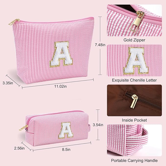 YOOLIFE Birthday Gift for Kids Teen Girls Gifts for Girls, Pink Makeup Bag Cosmetic Bag Daughter Sister Gifts Birthday for Women Teacher Gifts Preppy Makeup Bag Mothers Day Gifts L
