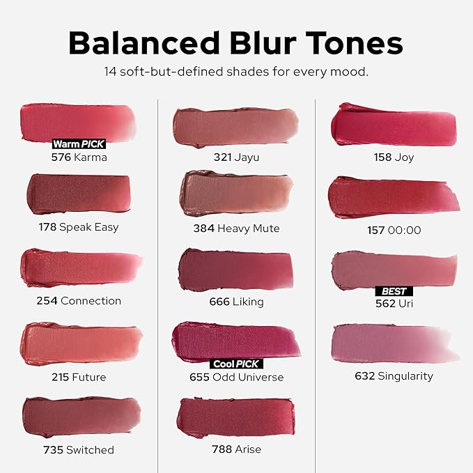 Unseen Blur Soft-matte Lip Tint Long-Lasting Stain, Blendable 3.2g, Holiday Stocking Stuffer, Winter Makeup Essentials (735 Switched, 0.11 oz)