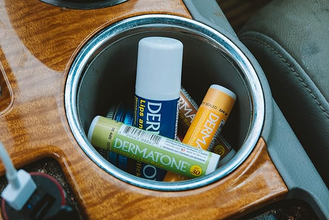 Dermatone Green Tea Lip Balm Stocking Stuffer | Moisturizing | Medicated | Aloe & Vitamin E | Soothes Chapped & Cracked Lips | SPF30 | 3-pack (Green Tea, 0.15oz)