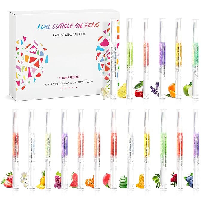 18Pcs Nail Cuticle Oils Nutrition Oil Pen Nourishment Pens 18Smell Cuticle Revitalizer for Agnail Nourish Skin Nail Care