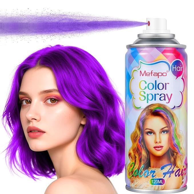 Purple Hair Spray Temporary Hair Color Spray for Kids Women Men, Washable One-Time Use Hair Color Wax Dye, Hair Coloring Natural Hair Style Gel for Christmas Party,Cosplay(Purple 120ML)