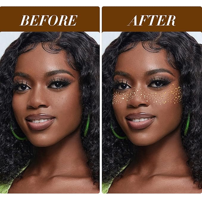 Glitter Freckles Face Tattoo, 30PCS Body Glitter Temporary Tattoos Sparkle Patches for Women, Waterproof Fake Freckles,Festival Rave Outfits Festival Decorations (Gold & Silver)