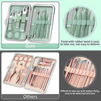 BLESWIN 10-Piece Nail Clipper Manicure Set, Professional Small Nail Care Kit , Nail Clipper Set for Women Men, Ladies Compact Manicure Tools in Case Green Leather Nail Care Gift Set.