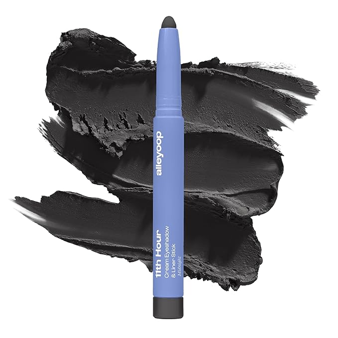 ALLEYOOP 11th Hour Waterproof Cream Eyeshadow Stick – Long-Lasting Eye Shadow Pencil & Eyeliner, Cream to Powder Stick & Highlighter – Smudge-Proof Eyeshadow Matte, Midnight Matte