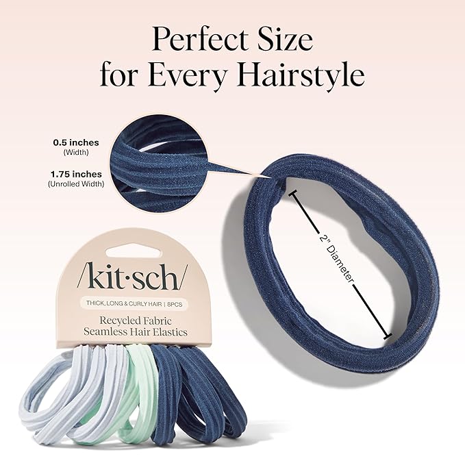 Kitsch Hair Ties No Damage - Strong, Stretchy Hair Bands | Soft Nylon Ponytail Holders, Snag-Free Rubber Bands, Perfect for Updos & Braids - Garden Bouquet | Ideal Gifts for Women, 8pcs