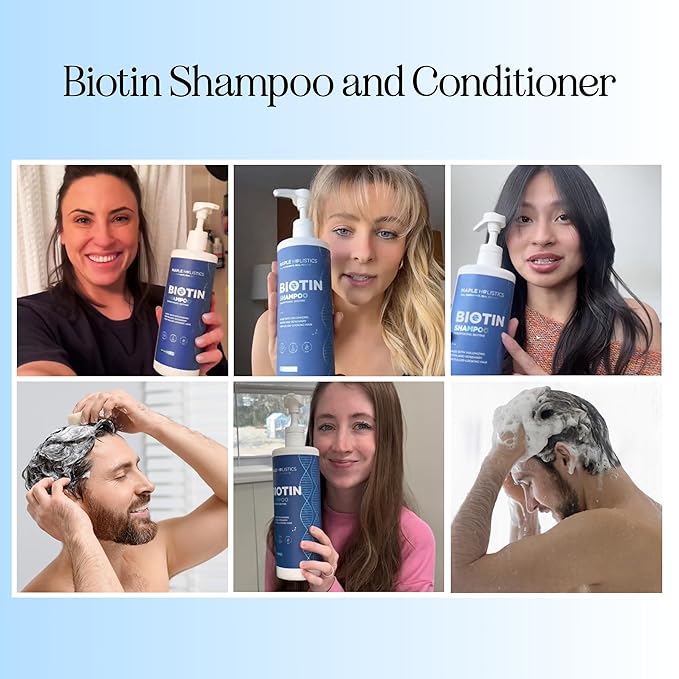 Rosemary and Biotin Shampoo for Thinning Hair - Vegan Volumizing Shampoo for Fine Hair with B Vitamins Argan Oil & Tea Tree Essential Oil - Paraben Silicone and Sulfate Free Vegan Formula (32 Fl Oz)