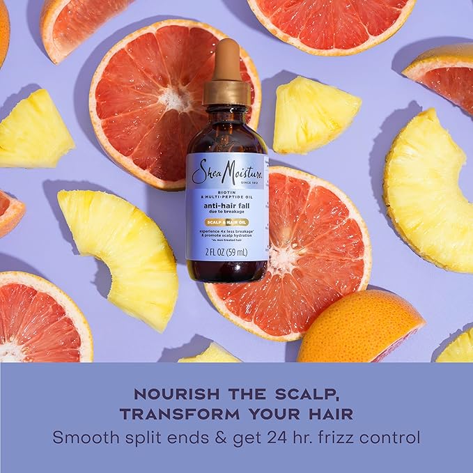 Shea Moisture Scalp & Hair Oil Anti-Hair Fall for Healthy Looking Hair and Moisturized Scalp, with Biotin & Multi-Peptide ScalpBoost Technology, 2 oz