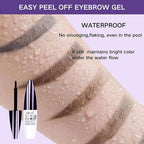 2 Pcs Dark Brown Easy Peel Off Eyebrow Gel, Tattoo Eyebrow Tint, Waterproof & Sweatproof Peel Off Tinted Eyebrow, Long-lasting Natural Color Up to 3 Days, Eyebrow Tattoo for All Skin Types (#01)