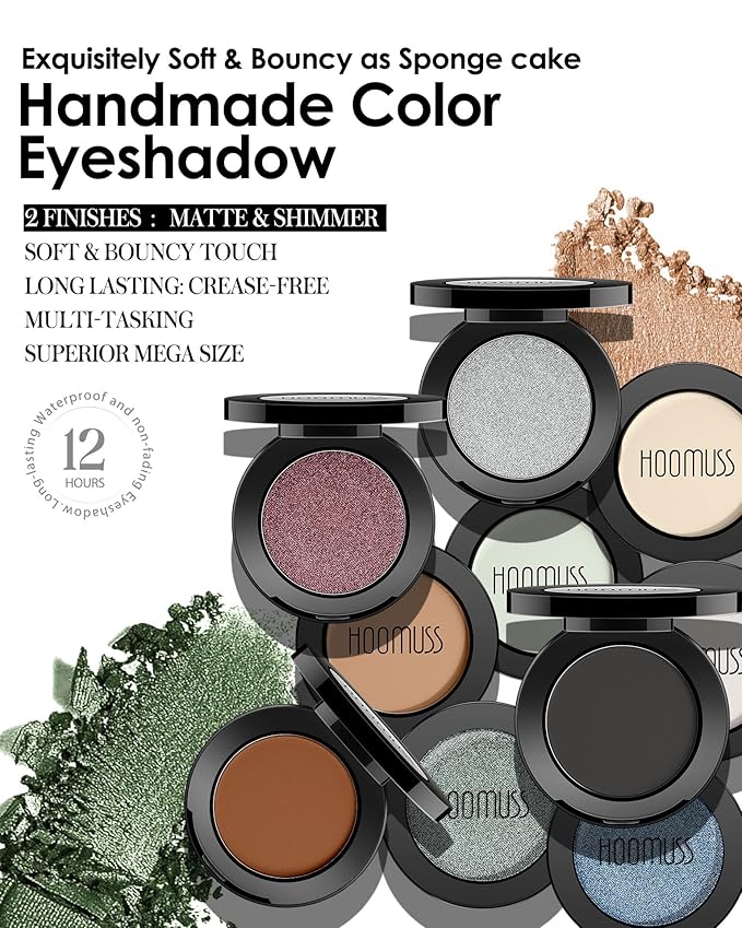 Purple Eyeshadow Shimmer Handmade Pressed Eyeshadow Palette, Long Lasting With No Creasing Pigmented Intense Color Purple Eye Shadow- ShimmerPurple