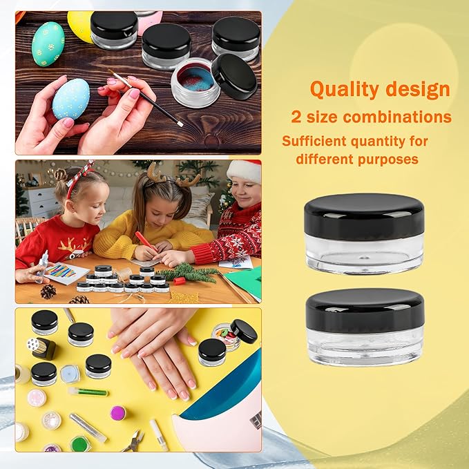 200 Pcs Small Sample Containers with Lids Empty Plastic Makeup Travel Containers Mini Sample Pot Jars Round Cosmetic Jars for Liquid Lotions Powder Creams (3g, 5g)