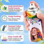 2 Pack hair spray temporary for Girls Women,Washable Hair Dye Spray Non-Sticky Halloween Cosplay Party Crazy Hair Day Hair Coloring Wax (Fiery Red&Purple)