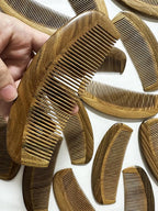 Green Sandalwood Teasing Hair Comb - Anti Static Fine Tooth Wooden Styling Brush for Smoothing, Detangling & Volumizing Thin/Fine Hair (No Handle)