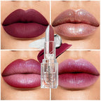 2 in 1 Dark Red Matte Lipstick Glitter Silver Lipstick Dual Sided Waterproof Lipsticks for Women One Stroke Two-Tone Long Lasting Lip Stick for Christmas Halloween,DU-Q9