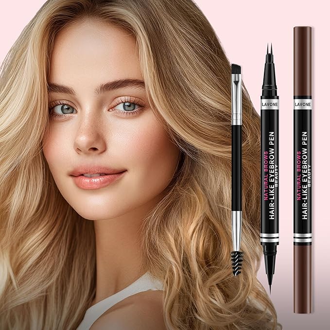 Eyebrow Pencil, 2-in-1 Waterproof Eyebrow Pen, with 2 Tip Microblading Eyebrow Pencil and Ultra-Precise Brow Pencil, with Eyebrow Brush, Eyebrow Pencils for Women,Natural Hair-Like Brows-Dark Blonde