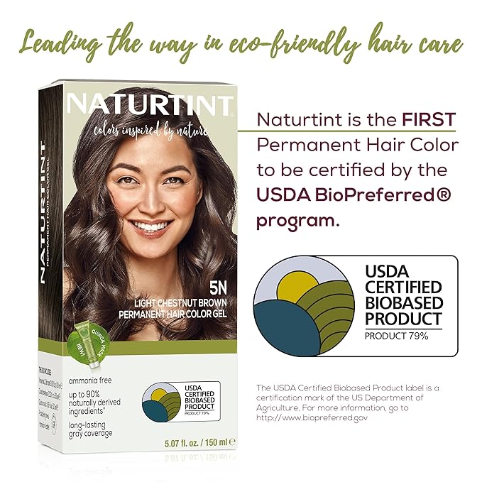 Naturtint 5N Light Chestnut Brown Permanent Hair Color (Pack of 1), Ammonia Free, Vegan, Cruelty Free, up to 100% Gray Coverage, Long Lasting Results (Packaging may vary)