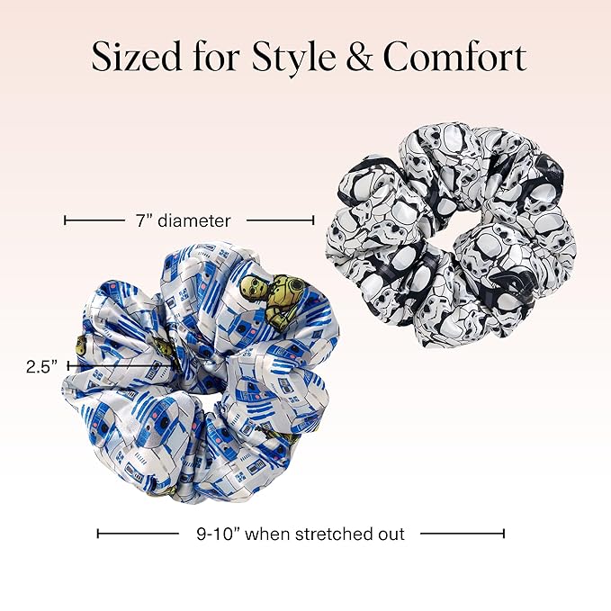 Kitsch x Star Wars R2-D2 & Stormtrooper Scrunchies for Women- Softer Than Silk Scrunchie - No Crease Hair Ties - Perfect For Day And Night Creaseless Hair Accessories for Girls | Ideal Gifts for Women