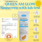 QUEEN AM GLOW | TINTED SunScreen SPF 60 PA+++Primer-Face Moisturizer- Vitamin B3, B5, E- Non-Greasy, Silky Touch-oil free, fragrance free by QUEEN NATURAL NEW YORK (Pack of 2)