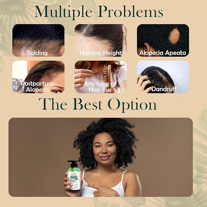 USDA Organic Rosemary Hair Growth Shampoo For Thickening, Regrowth & Strengthening for Men & Women with Biotin, Scalp DHT Blocker Saw Palmetto For Thinning Hair Loss 10 Fl. Oz- Fragrance Free