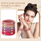 Hair Ties No Damage - 10PCS Ponytail Holders - Elastic Hair Ties for Thick Hair - Braided Hair Bands for Women Girls's Hair - Beautiful Girlfriends