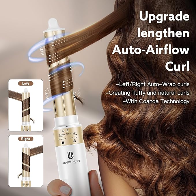 5 in 1 Hot Air Brush Hair Dryer Air Styler - 110,000 RPM Fast Drying, Curling, Straightening with Ceramic Coating & Negative Ion, No Heat Damage for All Hair Types, Includes Travel Case (White)