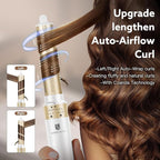Hair Dryer Hot Air Styler: High-Speed Blow Dryers with Negative Ionic for Fast Drying Frizz Control, Extra Long Barrel 1 1/4 Inch Curling Iron Airflow Auto Wrap Curler for Quick Styling (White)