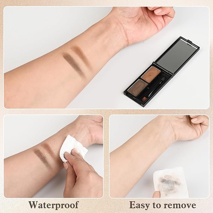 Brown Gray Eyebrow Powder，Eyebrow Kit Makeup Palette，Two Colors Matte Eye Brow Powder With Mirror&Brow Brush for Women，LongLasting，Waterproof，Fill & Sculpt，Defined Natural Brows 02