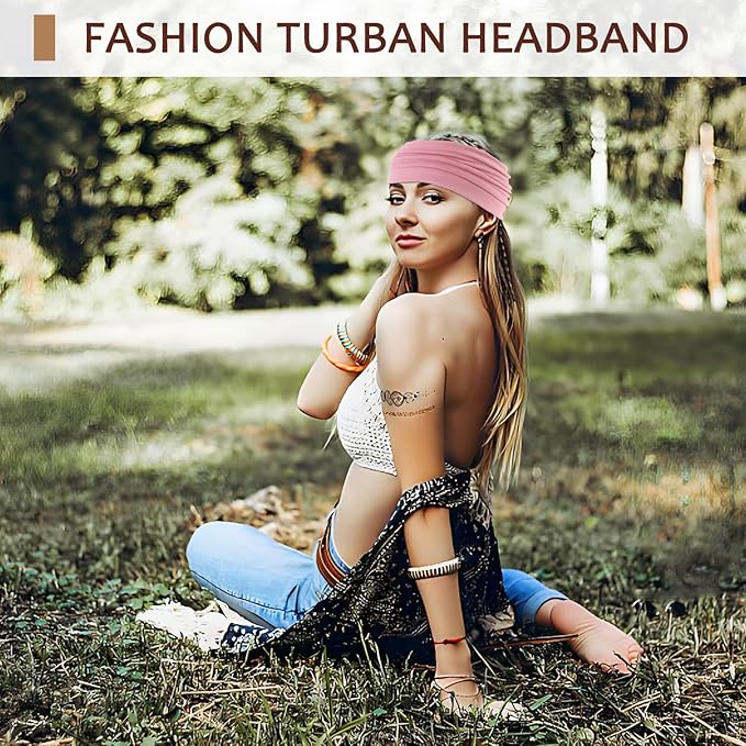 12 Pcs Stretchy Sport Headbands for Women,Absorbed Sport Headband Soft Twist Knotted Headbands for Yoga, Workout Daily Life