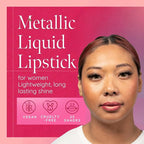 Aromi Rosy Peach Metallic Liquid Lipstick | Long-Lasting Lip Color with Shimmery Finish, Rose Gold Shade (Pumpkin Spice)