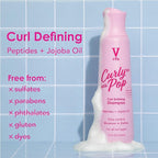 V&Co. Beauty Curly Pop Curl Defining Shampoo – Sulfate Free & Paraben Free Moisturizing Hair Care with Peptides, Amino Acids & Jojoba Oil for Hydration, Frizz Control & Healthy Curls – 12 fl oz