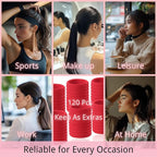 LuSeren 120 Pcs Deep Red Hair Ties for Women, No Damage Soft Seamless Nylon Hair Elastics for Thick Hair,Ponytail Holders, Hair Accessories