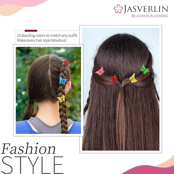 Colorful Mini Butterfly Hair Clips Claw Y2K 90s Cute No Slip Accessories for Women Girls Kids Thin Thick Curly Hair 50 pcs Set Bulk (Basic Color)
