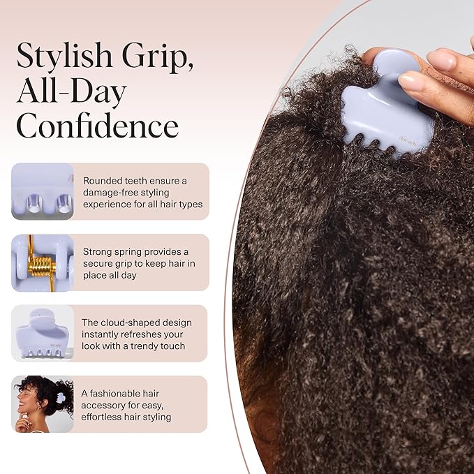 Kitsch Hair Clips for Women - Strong Hold Claw Clips | Non-Slip, Durable Plastic | Stylish Hair Accessories for Everyday Use | Ideal Gifts for Women - Hydrangea Breeze, 1pc