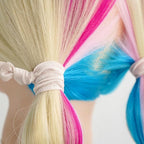 MEEDEE Ombre Pink Hair Ties for Women - 100 Pack Soft No-Crease No-Damage Ribbon Knotted Ponytail Ties, Ouchless for Yoga & Elastic Bracelets