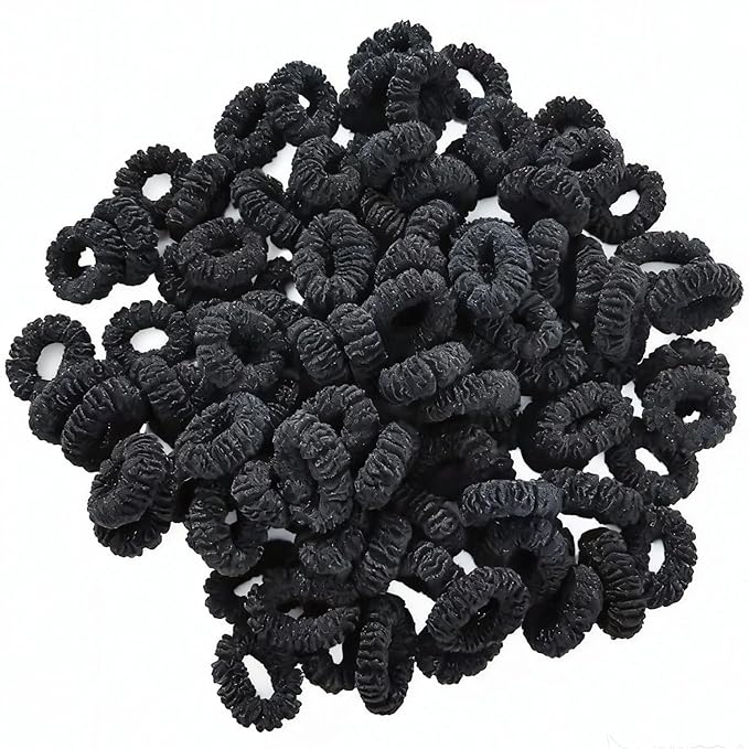 500 PCS Multicolor Cotton Hair Ties, Small Seamless Kids Hair Ties – Soft No-Crease Baby Hair Elastics for Girls, Kids & Toddlers, Gentle Ponytail Holders for Thin & Thick Hair. (Black)