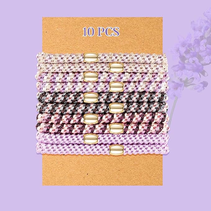Hair Ties No Damage - 10PCS Ponytail Holders - Elastic Hair Ties for Thick Hair - Braided Hair Bands for Women Girls's Hair - Violet