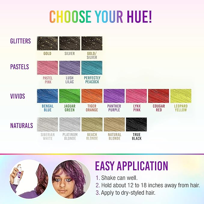 Punky Temporary Hair Color Spray-On, Panther Purple, Non-Damaging Instant Hair Dye, No Bleaching Needed, Non-Sticky, Washable and Leaves No Residue, 3.5 oz, 1 Pack