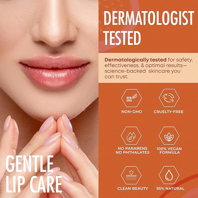 Lip Mask with Peach & Orange – Hydration, Lip Repair for Dry Cracked Lips & Smoothing – Dermatologist Tested, Korean Lip Care – 95% Natural, Clean Beauty, Cruelty-Free – 1 Pack