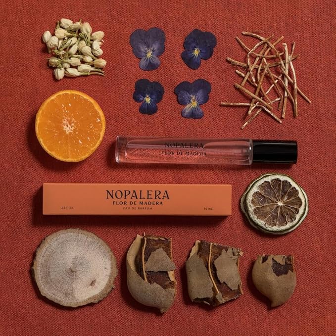 Nopalera Hand Cream + Travel Fragrance Gift Set, Flor de Madera Scent, Fresh Floral Woody Eau de Parfum 10ml and Cactus Hand Cream 1.5 oz