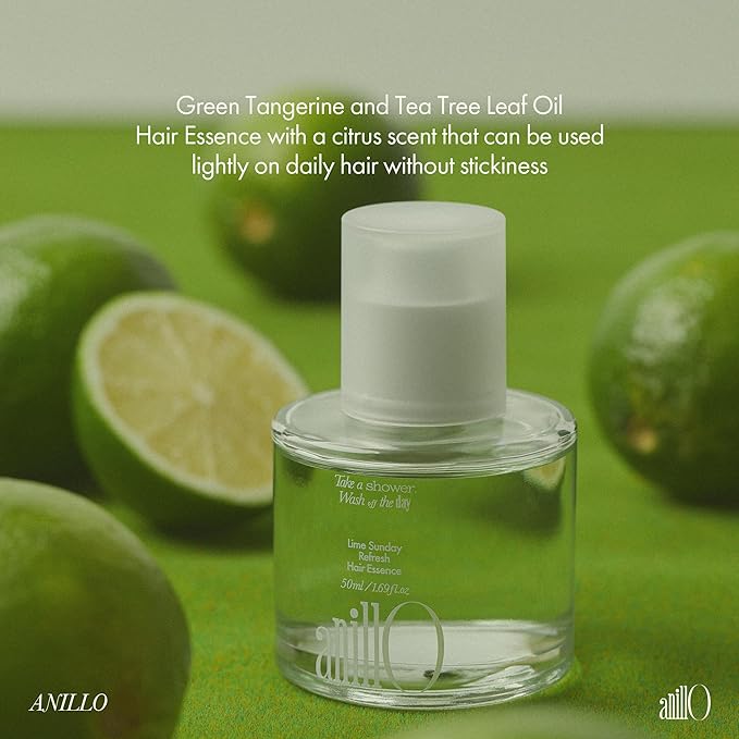 ANILLO Sunday Refresh Lime Hair Essence with Vitamin C, Tea Tree Leaf Oil, and Green Mint - Enhancing Hair Vitality, Citrus Scent, Paraben-Free (50ml / 1.69 fl. Oz)