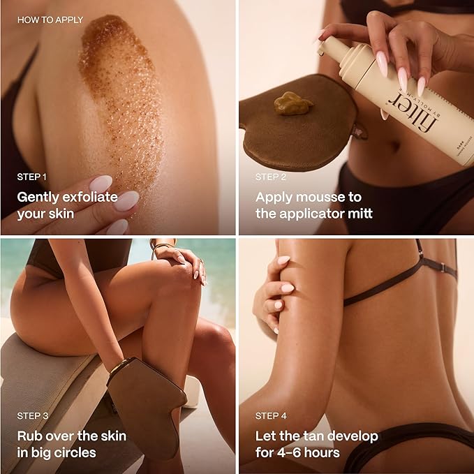 Filter By Molly-Mae Self Tanner Mousse | Extra Dark Natural Color | Fast Drying Self Tan Foam, For A Sunkissed, Golden Glow | Streak Free Tanning Mousse | Moisturizing Foam | Fast Developing | 6.7oz