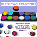 Blue Squid PRO Professional Face Painting Kit - 12 Color Palette with 2 Brushes, Face & Body Paint Kits for Adults & Kids - Safe & Washable SFX Makeup for Parties & Halloween Makeup