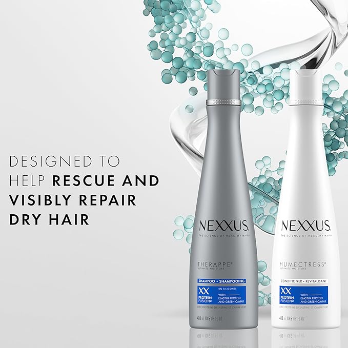 Nexxus Shampoo and Conditioner Therappe & Humectress 2 Count for Dry Hair Care With Proteinfusion Blend for 24-hour Moisture 13.5 oz