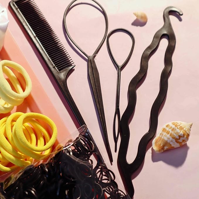 YANRONG Women's Hair Accessories Set: 755 Seamless Ponytail Holders, Variety Hair Scrunchies, Bands, and Ties for Thick and Curly Hair (Yellow)